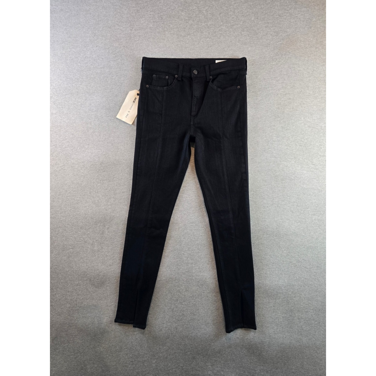 Rag & Bone Jeans Women's 30 Coal Bar Black Yuki Skinny High Rise Split Hem Nwt
